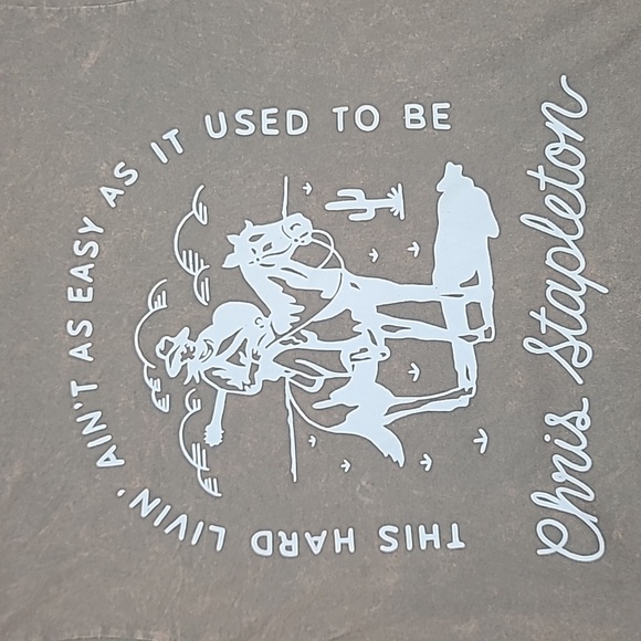 Licensed Band Merch Chris Stapleton Hard Livin' Relaxed Graphic Tee in Tan - Picture 11 of 17